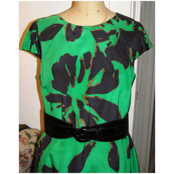 NWT gorgeous green floral print Chetta B dress 12 - Picture 2 of 8